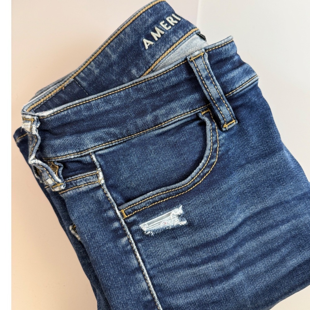 American Eagle Outfitters High Waisted Ripped Skinny Jeans Blue Size‎ 4